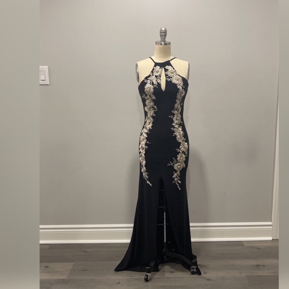 Black lace beaded gown